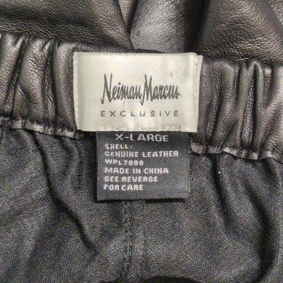LUXE Neiman Marcus Black Genuine Leather Pull-On Trousers Elastic Waist XL - Picture 5 of 7